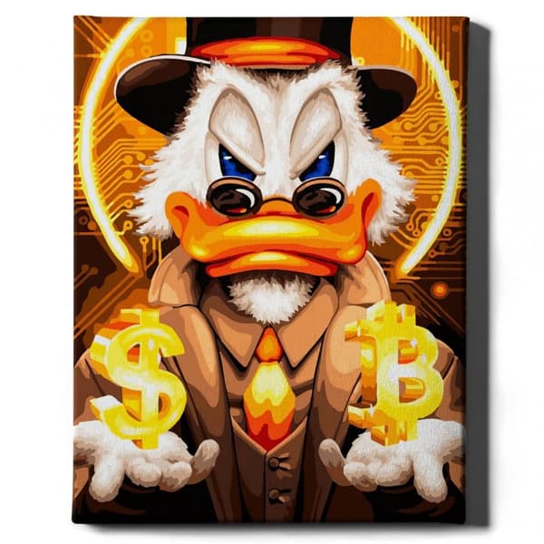 Numeroiden mukaan maalaussetti Bitcoin Mr. Duck 40x50