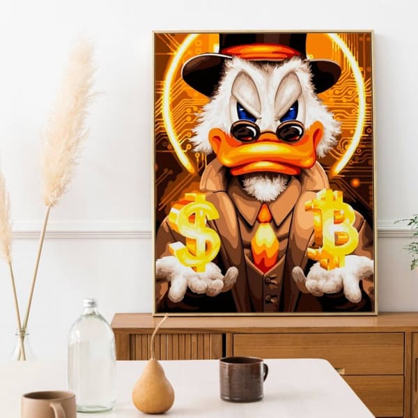 Numeroiden mukaan maalaussetti Bitcoin Mr. Duck 40x50