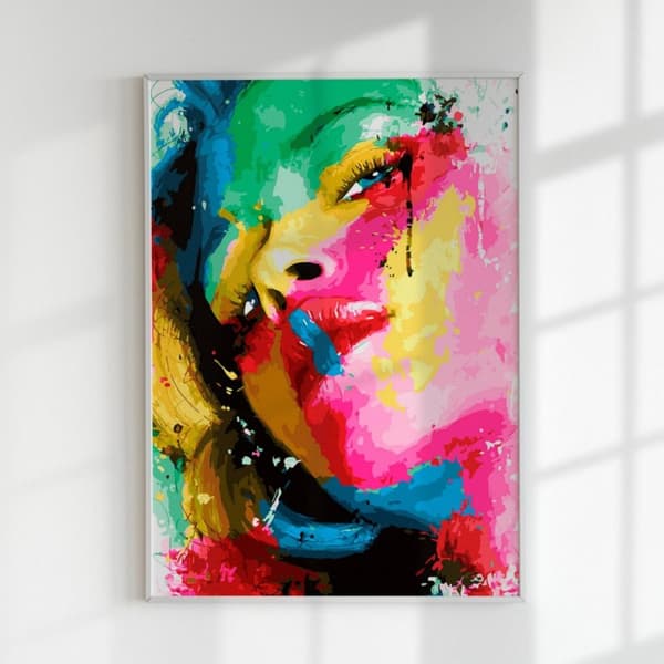 Maalaus numeroiden mukaan -setti, nainen maaleissa, 40x50