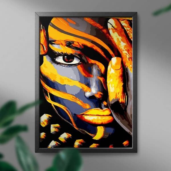 Paint By Numbers Tiger -meikkisetti 40x50 kultamaalia