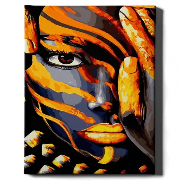 Paint By Numbers Tiger -meikkisetti 40x50 kultamaalia