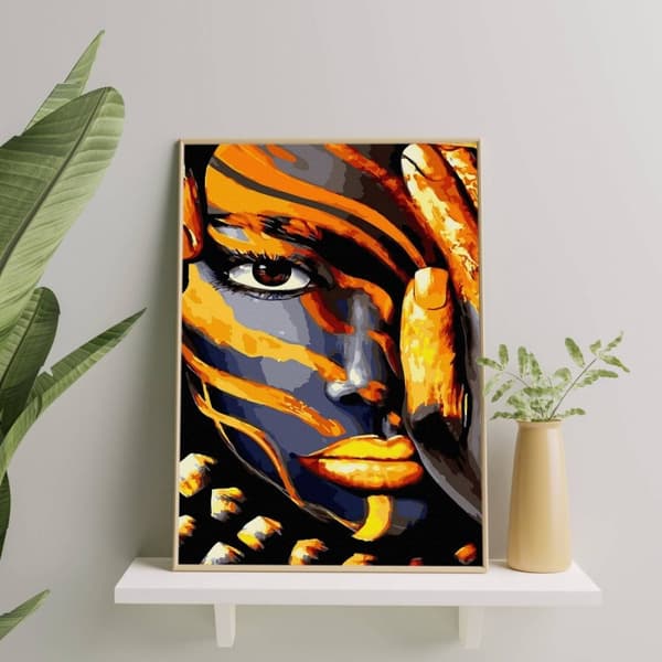 Paint By Numbers Tiger -meikkisetti 40x50 kultamaalia