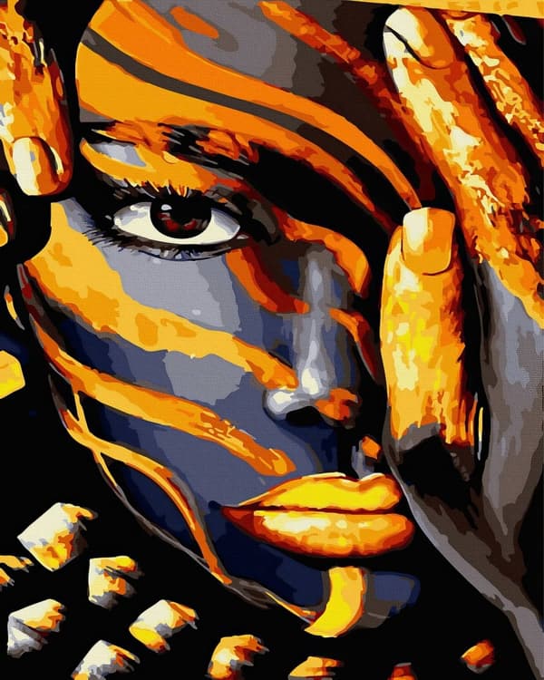 Paint By Numbers Tiger -meikkisetti 40x50 kultamaalia