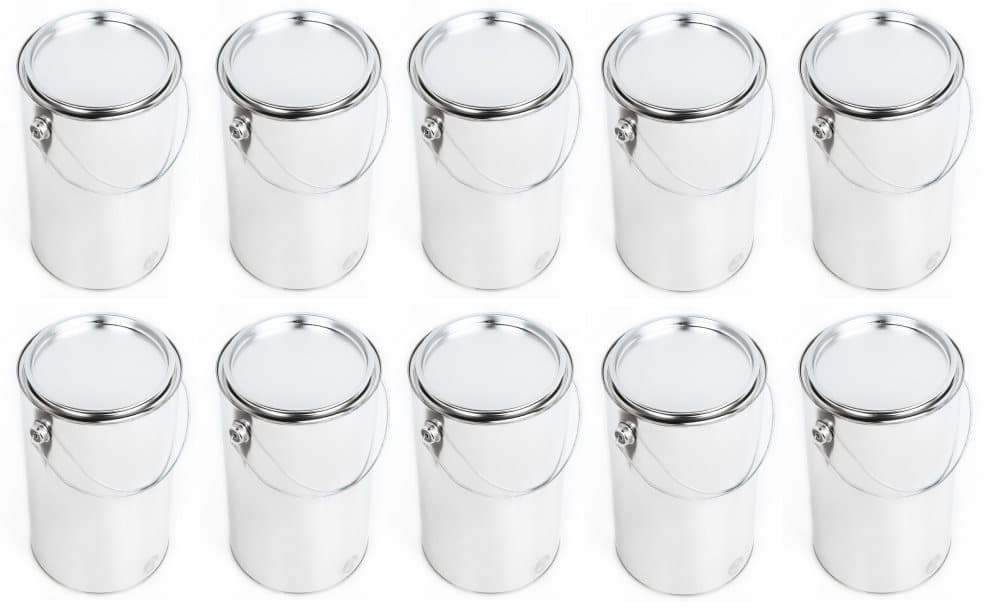 BENBOW Tomma hinkar av plåt med lock och handtag | 10 x 5L | Livsmedelsäker | Plåthink plåtburk plåtburk tom hink färgburkar metallhink