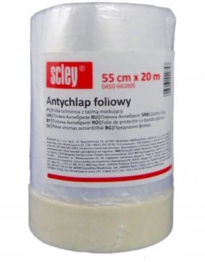 Målningsfolie med Antichlap-tejp 55cm x 20m *66*