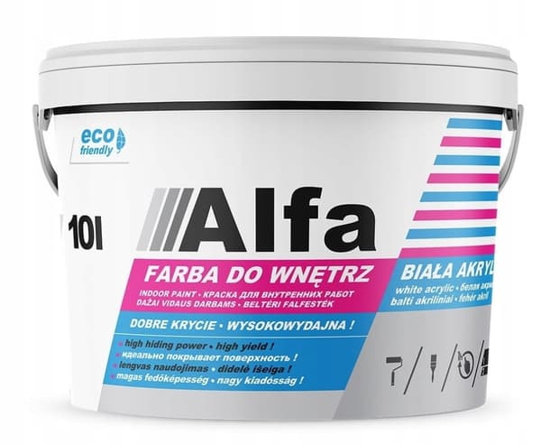Akryylimaali seinälle, valkoinen, 9l Alfa