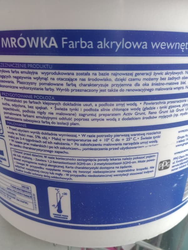 Akrylfärg för väggar och tak PSB 10L vit