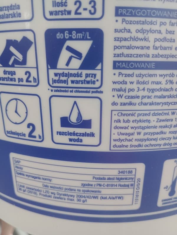 Akrylfärg för väggar och tak PSB 10L vit