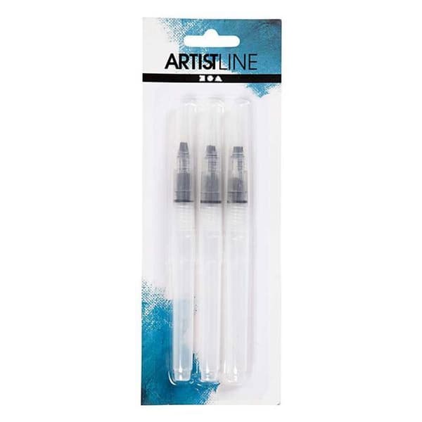 Set med akvarellpenslar - Blandet - 3 st - Nylonhår - Hålig handtag - Vattenreserv