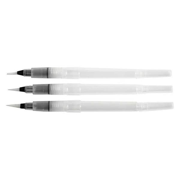 Set med akvarellpenslar - Blandet - 3 st - Nylonhår - Hålig handtag - Vattenreserv