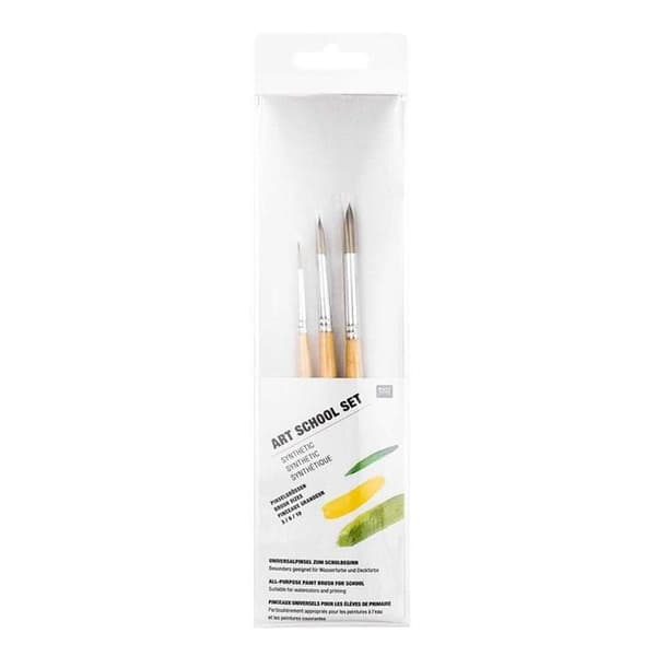 Set med 3 beige konstskola penslar