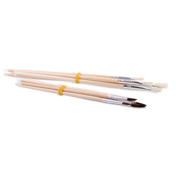 Pinceaux - Morocolors - Case Prime 10 - 5 runda penslar - 5 platta penslar - Handtag i trä