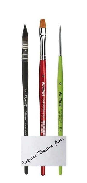 Raphael SOFTAQUA LAVIS Brush.SERIE 805 Veganer. N0 + Da Vinci Series 5880 Cosmotop NO. 8 OCH DA Vinci Series 373. NR. 0