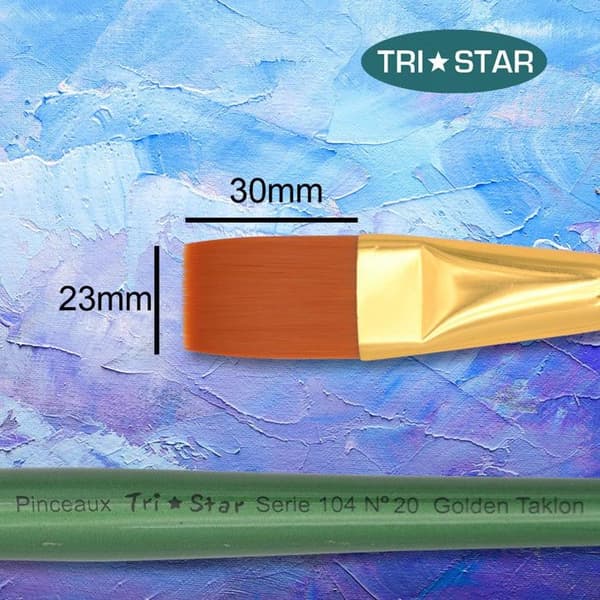 Pincell - Tri Star - Platt nr 20 - Grön handtag - Förpackning med 5 penslar - Blandad