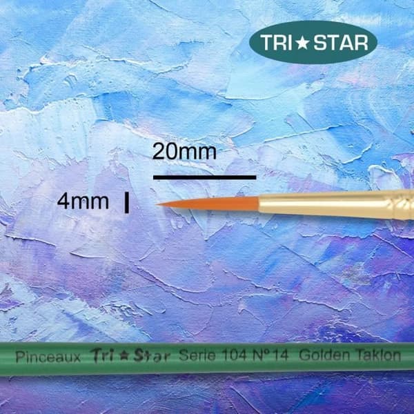 Syntetisk pensel - Tri Star - Rund nr 14 - 5-pack - Grön handtag - Grön färg