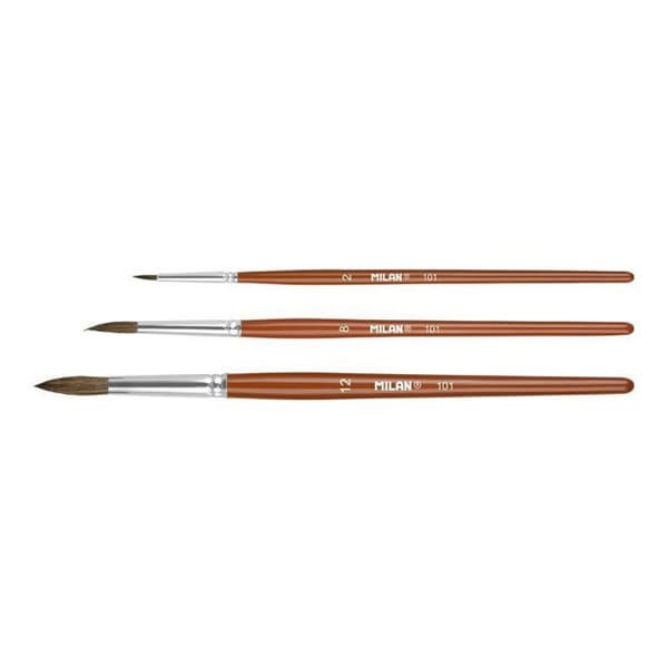 Pincel - Ej specificerad - Serie 101 - 3 runda penslar - Gethår och syntetiskt - Blanda