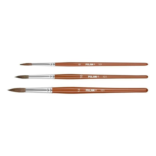 Runda penslar - Ej specificerat - Serie 101 - Paket med 3 - Gethår och syntetiskt - Unisex