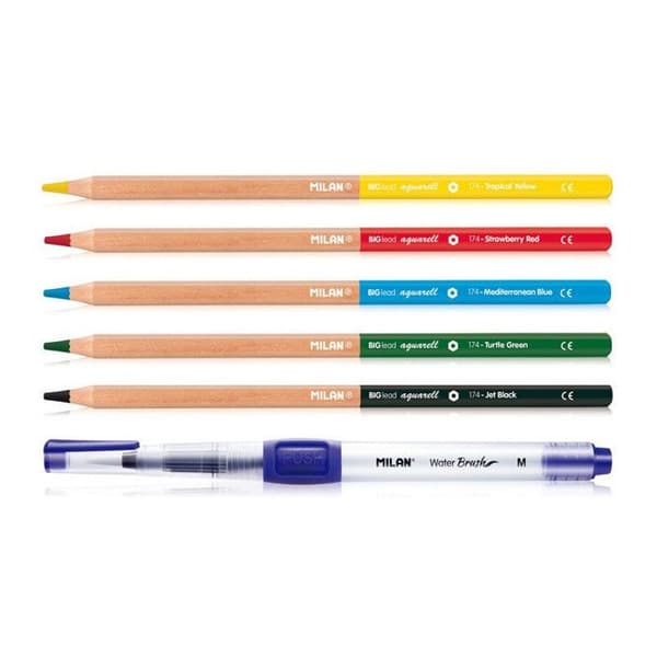 Pensel och akvarellpennor - Milan - Set med 5 pennor - Stift med 3,5 mm - Flerfärgade - Blandat