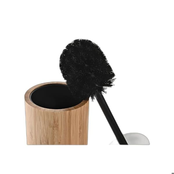 Toalettborste - DKD Home Decor - Svart - Bambu - Aluminium - Dimensioner 10x10x36,8cm