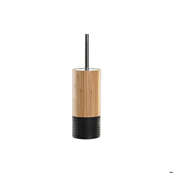 Toalettborste - DKD Home Decor - Svart - Bambu - Aluminium - Dimensioner 10x10x36,8cm