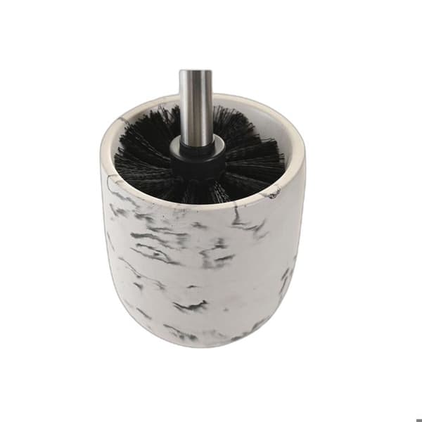 Toalettborste - DKD Home Decor - Cement - Bambu - Vit - Modern design