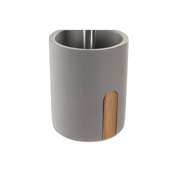Toalettborste - DKD Home Decor - Cement och Bambu - Grå - Skandi Design - Matt Finish