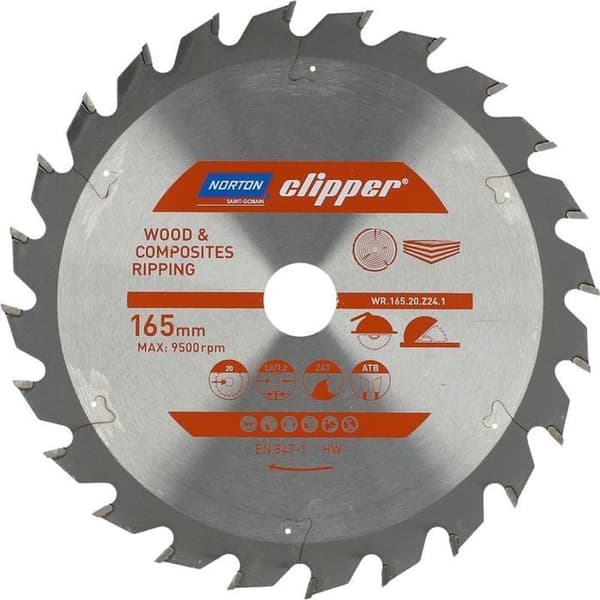 Norton clipper - 70184608045 - NORTON CIRCULÄRSÅG 165 mm x 20 mm x 24t TRÄ OCH KOMPOSSITER ATB (1,8 / 1,2) N