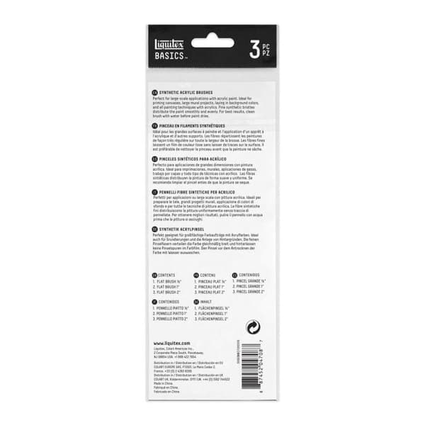 3 borstar - Borstar - Platta - Akryl - Syntet - Liquitex