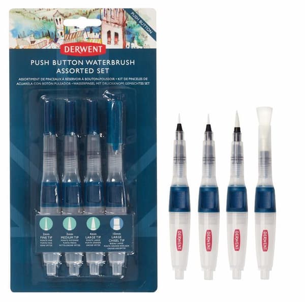 Borste - Derwent borstsats - 2305816 - Tryckknapp Vattenborste Assorted Set