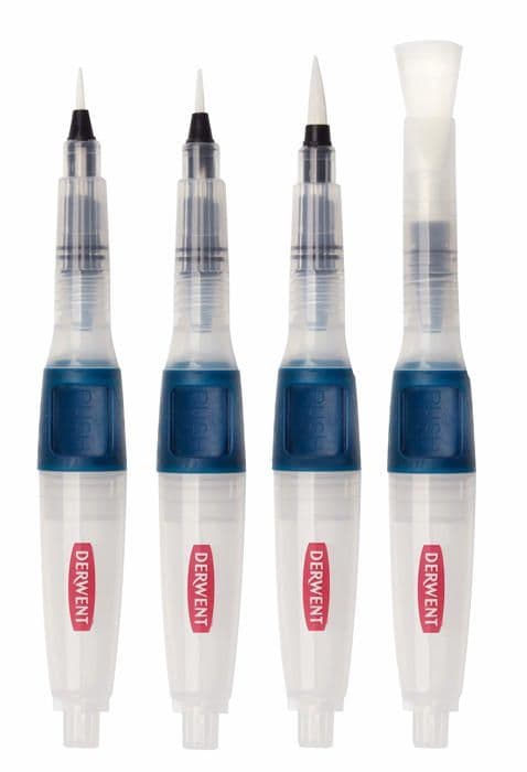 Borste - Derwent borstsats - 2305816 - Tryckknapp Vattenborste Assorted Set