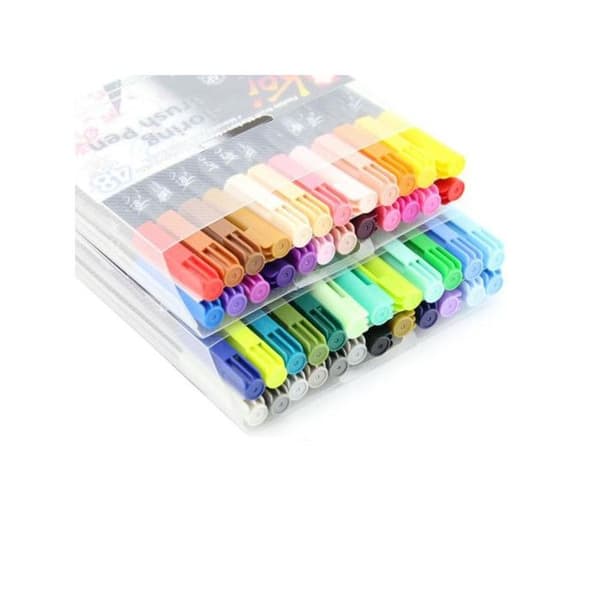 Stylo pensel - SAKURA - Koi Coloring Brush - Etui med 48 - Flexibel spets - Blandade färger