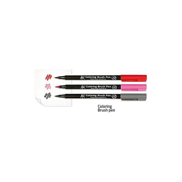 Stylo pensel - SAKURA - Koi Coloring Brush - Etui med 48 - Flexibel spets - Blandade färger