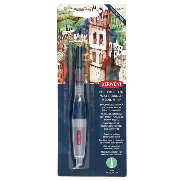 Borste - Derwent borstsats - 2305823 - Tryckknapp Vattenborste Medium Tip