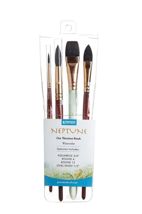 Pensel - Princeton borstsats - P4750SET300 - Neptune - Professionell uppsättning med 4 penslar för akvarell