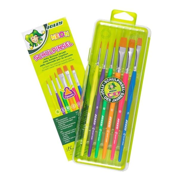 Jolly - 9460-0005 - Triangulära NEON skolborstar, 6 skolborstar i ergonomisk 3-sidig form