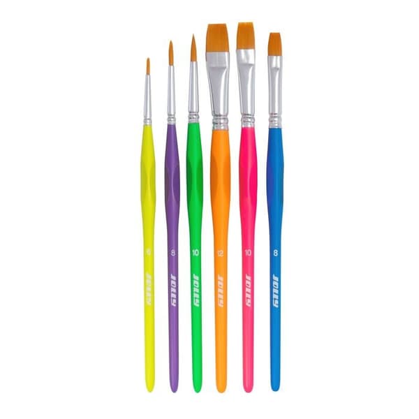 Jolly - 9460-0005 - Triangulära NEON skolborstar, 6 skolborstar i ergonomisk 3-sidig form