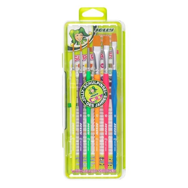 Jolly - 9460-0005 - Triangulära NEON skolborstar, 6 skolborstar i ergonomisk 3-sidig form