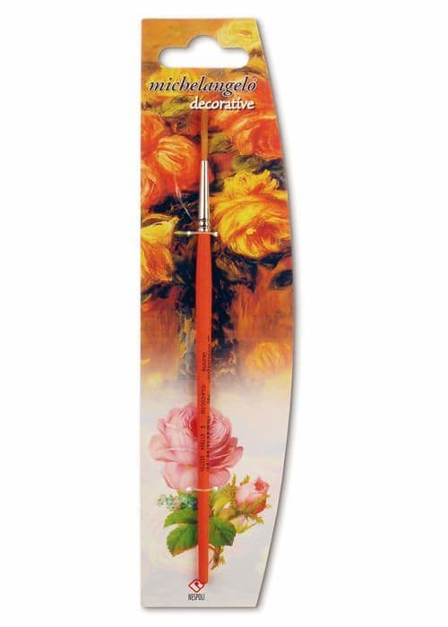 Nespoli - N0BV225N01 - Michelangelo rund dekorativ borste, FSC Wood, Konex Flower Fiber Storlek 8, Orange, 1