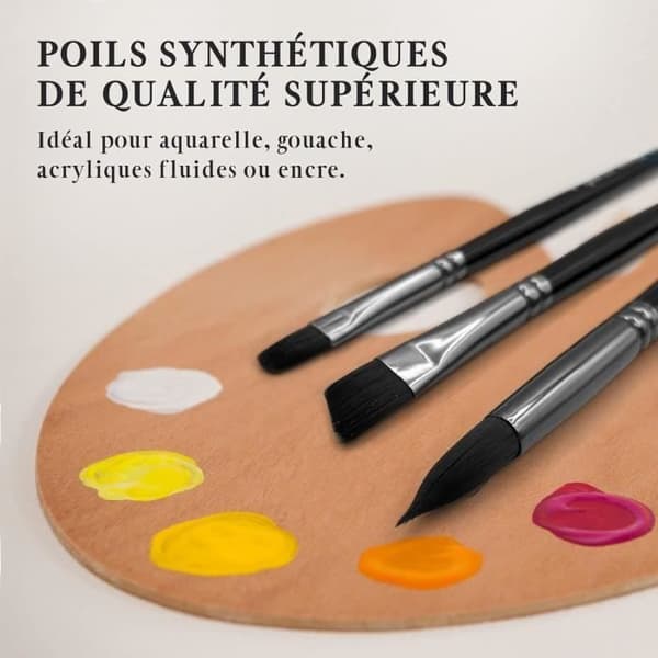 Vattenfärgpenslar - Pinturale - Black Series - Set med 8 penslar - Hög absorption - Vattenkontroll