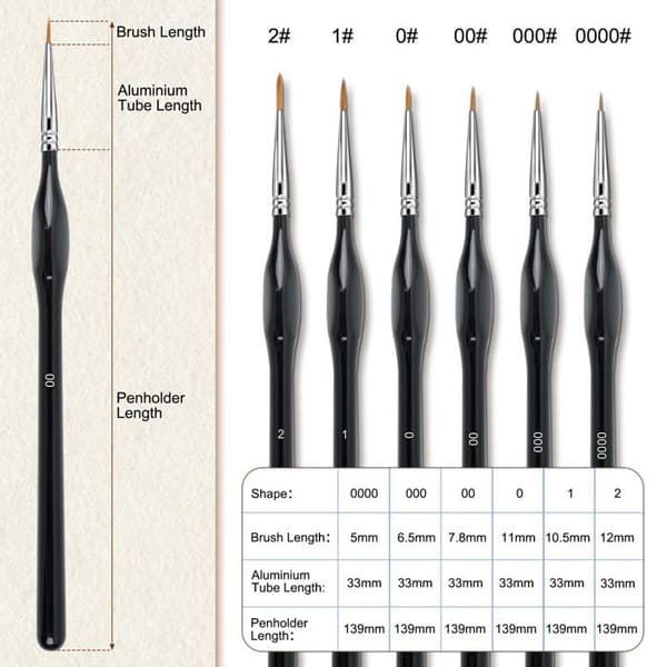 Pinceau - set av penslar Aiqinu - Detaljpenslar-6PCS