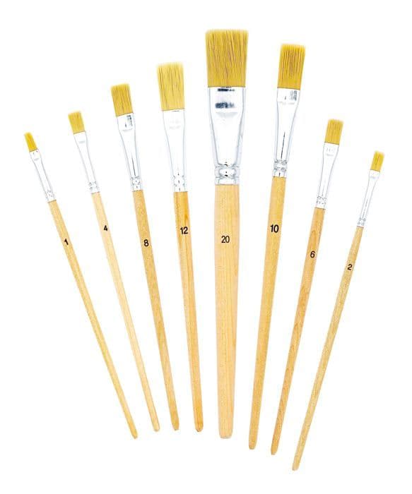 Tsi - 49209 - Set med penslar för måleri, 8 st, Storlekar: 1, 2, 4, 6, 8, 10, 12 och 20, Naturstång, Art. nr.