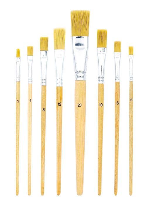 Tsi - 49209 - Set med penslar för måleri, 8 st, Storlekar: 1, 2, 4, 6, 8, 10, 12 och 20, Naturstång, Art. nr.