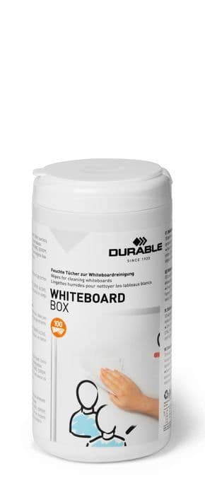 Slitstark kartongborste - 575902 - Box med whiteboard-rengöringsservetter 100 våtservetter