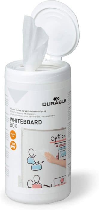 Slitstark kartongborste - 575902 - Box med whiteboard-rengöringsservetter 100 våtservetter