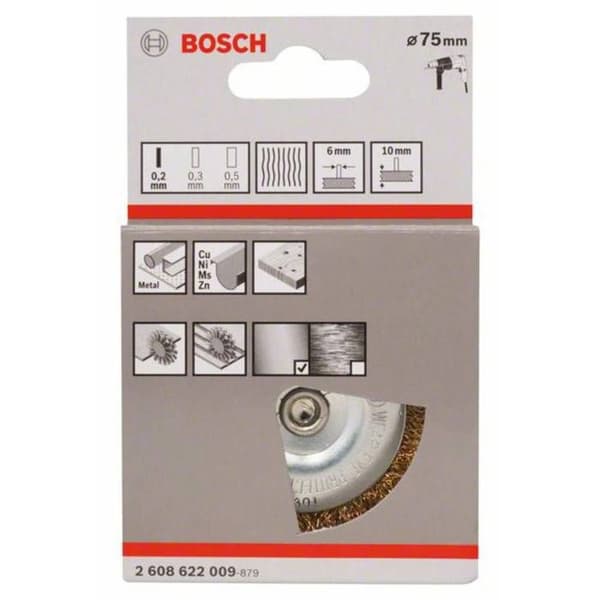 Rundborste med mässingsfibrer - BOSCH - Ø 75mm - 0,2 mm - 10 mm - Rengöring av metaller