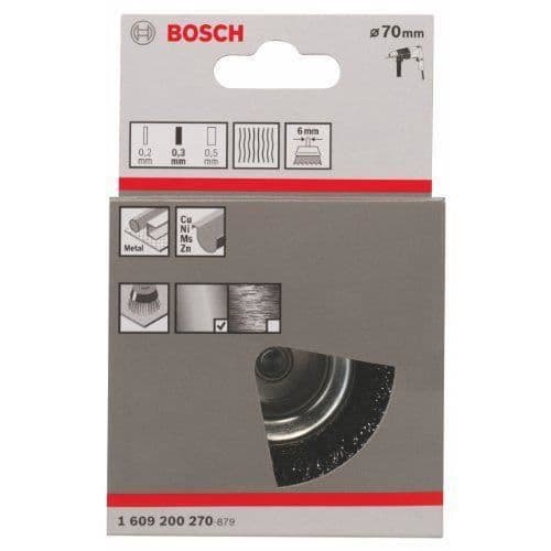 Korrugerad ståltrådsborste - BOSCH - 0,3 mm - 70 mm - 4500 rpm - Metallrengöring