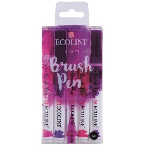 Stylos pinceaux - Talens - Ecoline - Lila - 5 st - Blandat