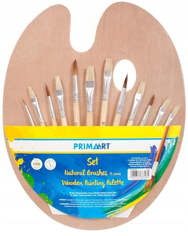 Naturpenslar set med 12 + träpalett