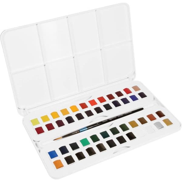 Akvarelllåda - DALER ROWNEY - Aquafine - 48 halvpannor - Pensel ingår - Blandat