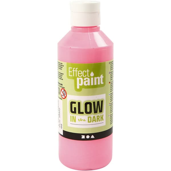 Glow in the dark - Självlysande färg - Rosa - 250ml